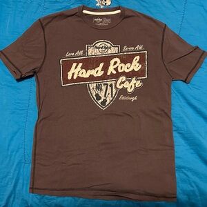 Hard Rock Cafe Edinburgh Dark Brown Short Sleeve Tee Size L
